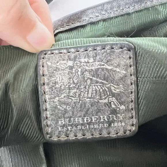 Burberry Super Nova Shimmer Check Tote Bag Canvas Leather Trim Open Top Pockets - Picture 6 of 16